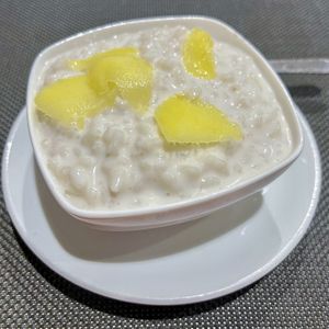 Rice pudding with mango   at Bambú in Vigo