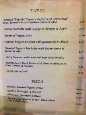 Menu at Bambú in Vigo