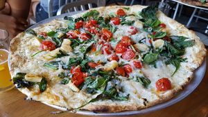 Spinacini with daiya cheese at Patxi's Pizza in San Carlos