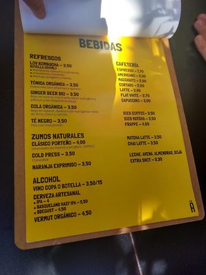 Menu at Väcka in Barcelona