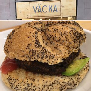 Burger with Avocado & Ketchup at Väcka in Barcelona