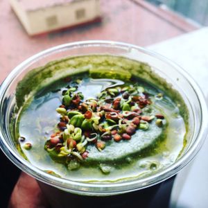 Raw kale gazpacho  at Väcka in Barcelona