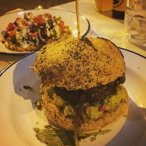 Mexican burger and chilli pizza at Väcka in Barcelona