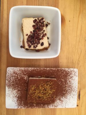 Their carrot cake and tiramisu  at Väcka in Barcelona