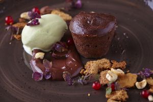 Chocolate fondant at Etnosvet in Prague