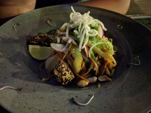 noodles with tempeh at Etnosvet in Prague