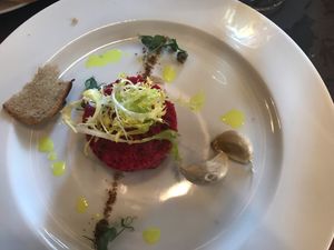 vegan beef tartar  at Etnosvet in Prague