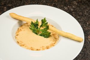 Celeriac velouté - new at autumn menu 2019 at Etnosvet in Prague