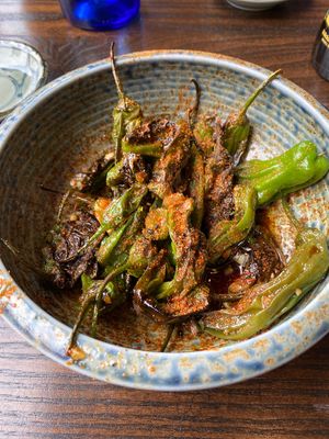 Vegan shishito peppers at Blue Sushi Sake Grill in Denver