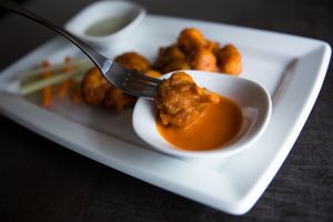 Buffalo coliflowers ( if you are not a buffalos sauce lover  you can ask for more deep sauce options )  at Nümen in Merida