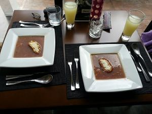 Bean soup with corn dumplings at Nümen in Merida