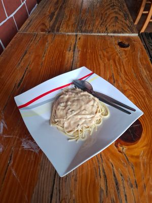 Mushroom carbonara(dairy free) at Gaia in Sagada