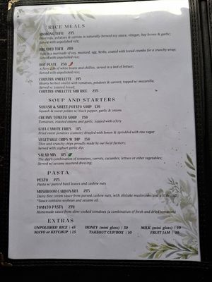 Menu at Gaia in Sagada