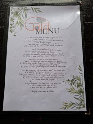 Menu at Gaia in Sagada