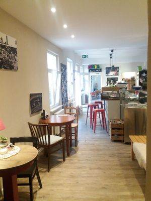 Inside seating area at Cafe Leander in Bamberg