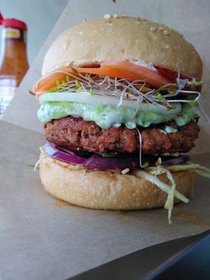 Burgee mexicain haricots rouges guacamole at La Pause Verte in Aubenas