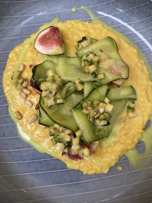 Main, creamy saffron zucchini risotto   at TIAN Bistro am Spittelberg in Vienna