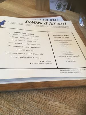 Menu at TIAN Bistro am Spittelberg in Vienna