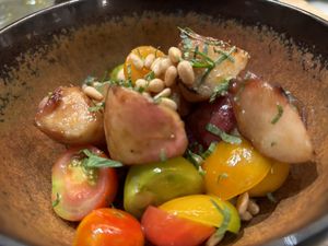 Tomato and Peach saladd  at TIAN Bistro am Spittelberg in Vienna