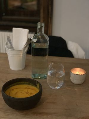 Carrot ginger soup  at TIAN Bistro am Spittelberg in Vienna
