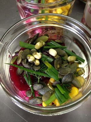 salad in a glasbowl at Grrrfood at GRRRfood in Serignan