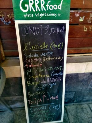 Menu du jour at GRRRfood in Serignan