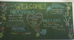 chalk board at World Vegetarian Cafe in Elsternwick