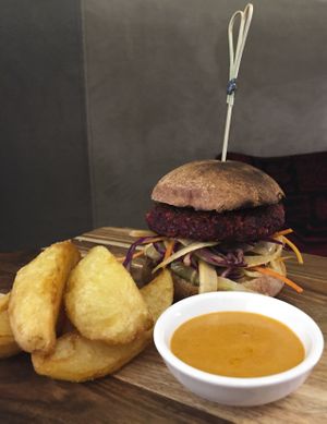 Tofu and quinoa burger at World Vegetarian Cafe in Elsternwick
