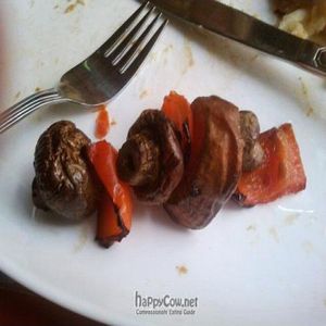 Close up of vegie shish kebab. at Clear Head - Lehka Hlava in Prague