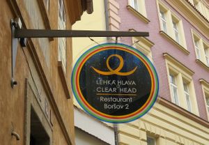 Clear Head sign outside at Clear Head - Lehka Hlava in Prague