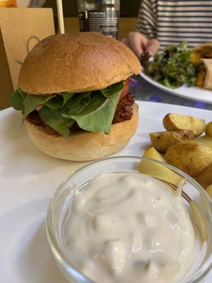 Veganized burger   at Clear Head - Lehka Hlava in Prague