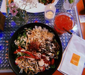 salat + homemade lemonade  at Clear Head - Lehka Hlava in Prague