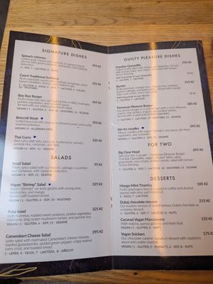 Menu at Clear Head - Lehka Hlava in Prague