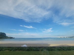 View,  including volcanic rocks from recent underwater eruption at Malibu House in Okinawa