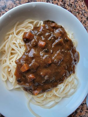 Noodles at Malibu House in Okinawa