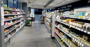 view from inside the store at Veganz - Kreuzberg in Berlin