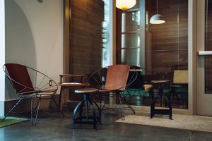 One of the comfy seating areas at Southern Pressed Juicery at Southern Pressed Juicery in Greenville