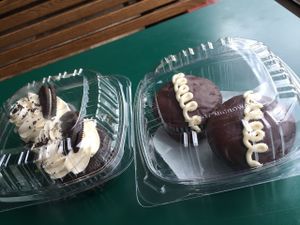 Vegan cupcakes made by imagine desserts are always available in the cooler.  at Little Anthony's in Albany