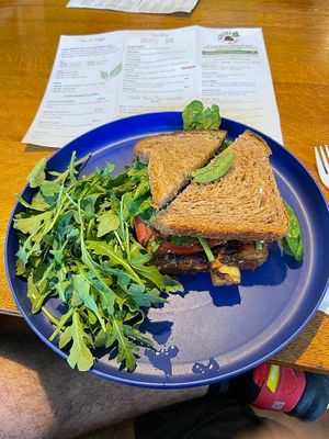 Tempeh sandwich at Healthy on Lark in Albany