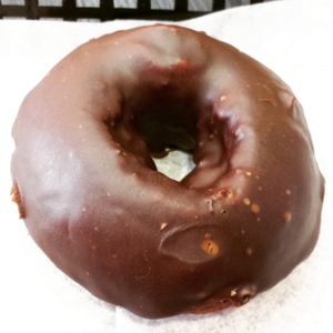 Good old chocolate-frosted cake donut. at Zombee Donuts & Bakeshop in Fullerton