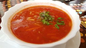 Zupa dnia (pomidorowa z ryżem) - soup of the day (tomato with rice) at Bar Alternatywa in Hel