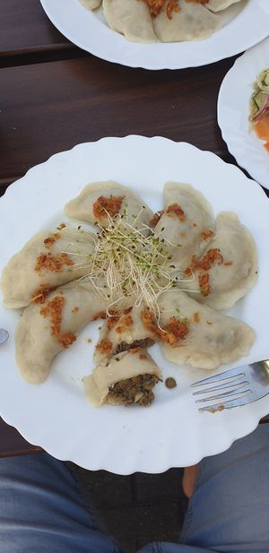 Vegan pierogis with lentils at Bar Alternatywa in Hel