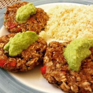 Oatmeal patties with coconut and cilantro chutney at Dharma Vegetariano in Cancun