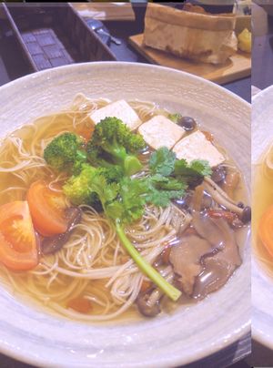 Vegan Herbal Mee Sua Soup - RM11.90
Sweet clean and light soup, with a nice hint of sesame  taste. Portion could be bigger with more toppings for the price. at Yi Ke Shu - Bayan Lepas in Penang