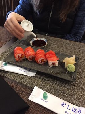 The pink vegan roll at Musashi Exotic Japanese Cuisine in Feasterville