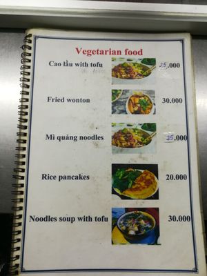 Menu at Miss Thuy Vegetables - Food Stall in Hoi An