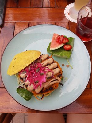 Sweet potato burger at De Herbivoor in Groningen