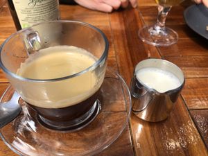 Coffee with oat milk  at De Herbivoor in Groningen