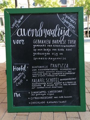 Their evening menu of the day at De Herbivoor in Groningen