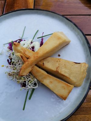 Burmese tofu as a starter at De Herbivoor in Groningen